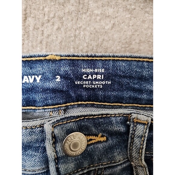 Old Navy Rockstar Slim Capri Jeans Womens 2 Blue Medium Wash Stretch NEW - Picture 10 of 12